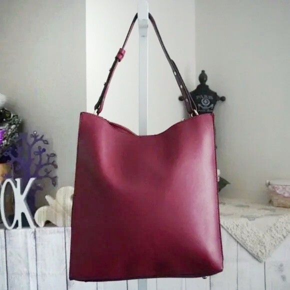 Isabelle Red Shoulder Bag Coin Purse Set Vegan Leather FLAWS - Picture 1 of 11